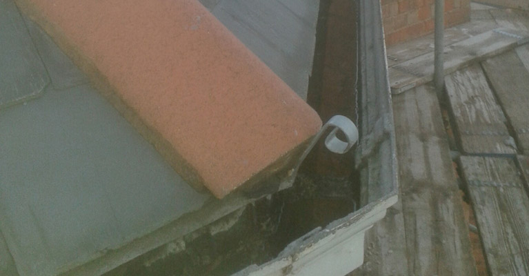 A view of one of the small and difficult to access gutter corners