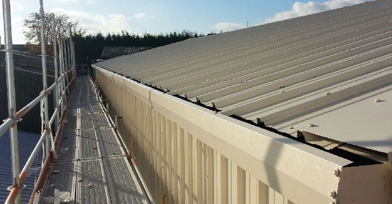 A view along the roof at the finish of the Cirencester factory unit refurbishment