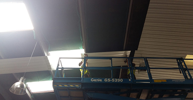 Our industrial roofing experts in Tipton working at height