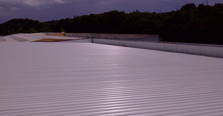 View across industrial roof refurbishment in Walsall